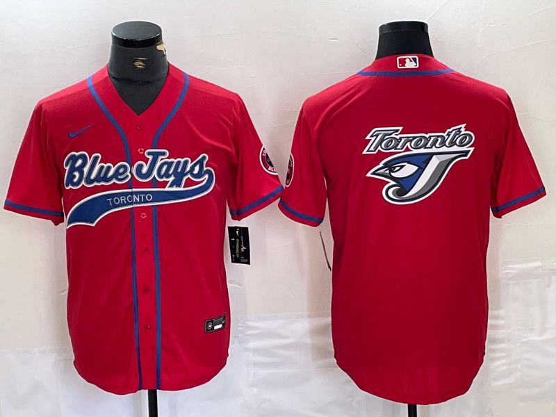 Men Toronto Blue Jays Blank Red Nike Game MLB Jersey style 2